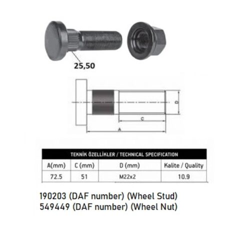 Wheel Stud and Nut