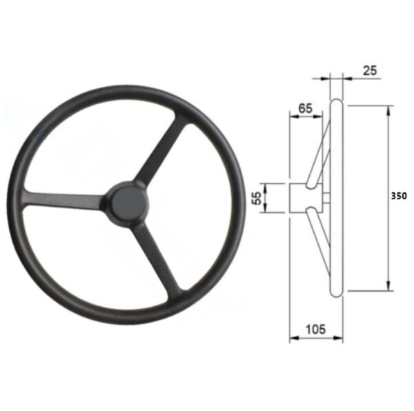 STEERING WHEEL 350 MM FOR STEYR, 1-33-147-270